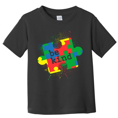 Autism Be Kind Puzzle Piece Splatter Toddler T-Shirt