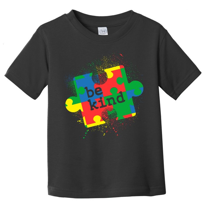 Autism Be Kind Puzzle Piece Splatter Toddler T-Shirt