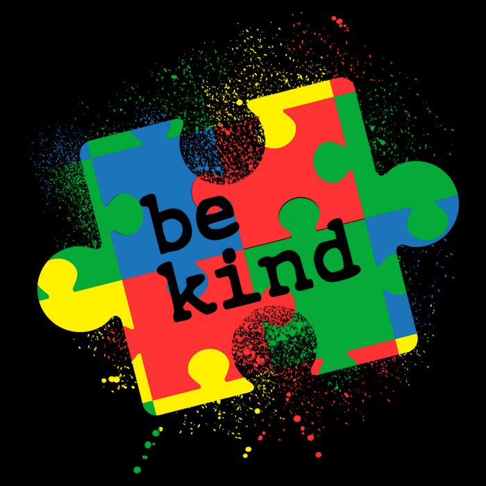 Autism Be Kind Puzzle Piece Splatter Womens T-Shirt