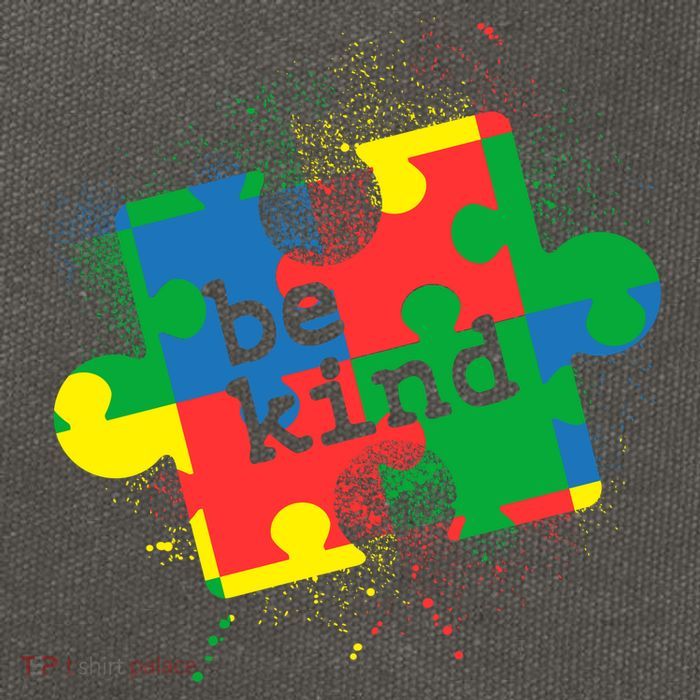 Autism Be Kind Puzzle Piece Splatter Cotton Canvas Backpack