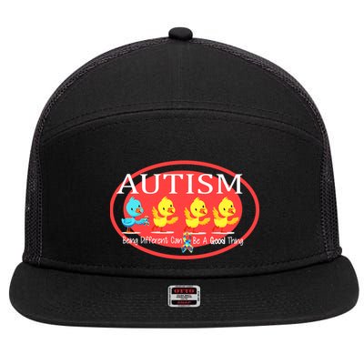 Autism Being Different Can Be A Good Thing Ducks 7 Panel Mesh Trucker Snapback Hat
