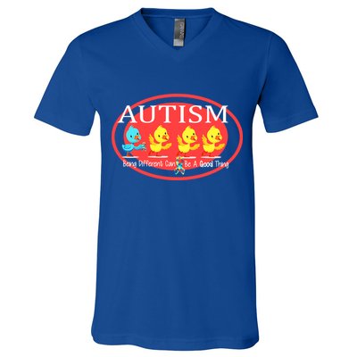 Autism Being Different Can Be A Good Thing Ducks V-Neck T-Shirt