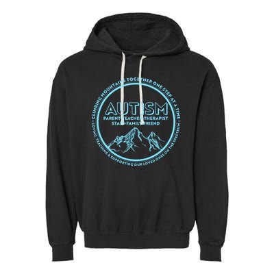 Autism Climbing Mountains Together Garment-Dyed Fleece Hoodie