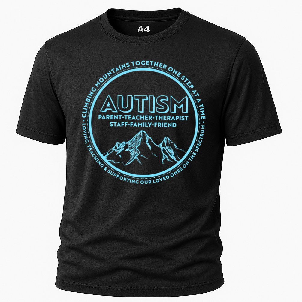 Autism Climbing Mountains Together Cooling Performance Crew T-Shirt