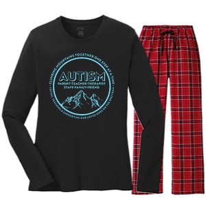 Autism Climbing Mountains Together Women's Long Sleeve Flannel Pajama Set 