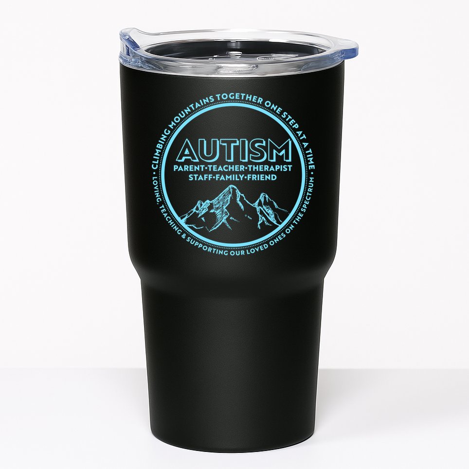 Autism Climbing Mountains Together Tumbler