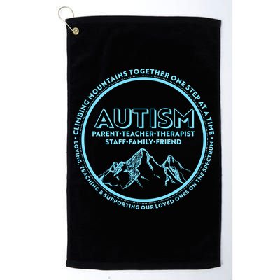 Autism Climbing Mountains Together Golf Towel