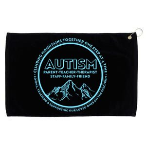 Autism Climbing Mountains Together Grommeted Golf Towel