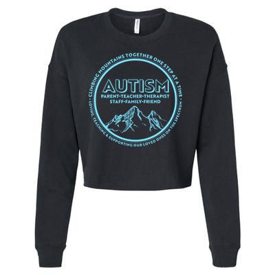 Autism Climbing Mountains Together Cropped Pullover Crew