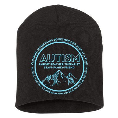 Autism Climbing Mountains Together Short Acrylic Beanie