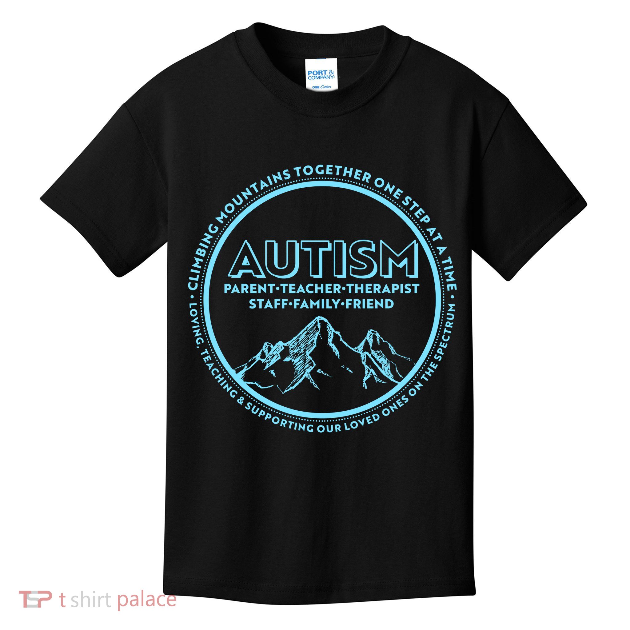 Autism Climbing Mountains Together Kids T-Shirt