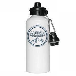 Autism Climbing Mountains Together Aluminum Water Bottle