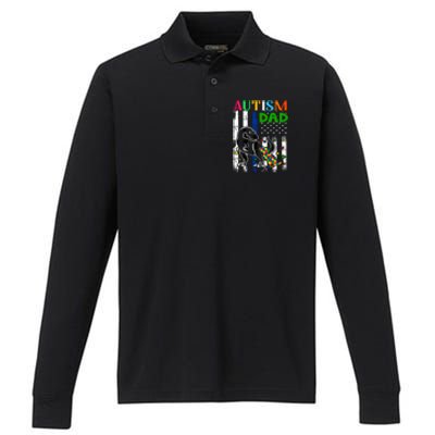 Autism Dad Performance Long Sleeve Polo