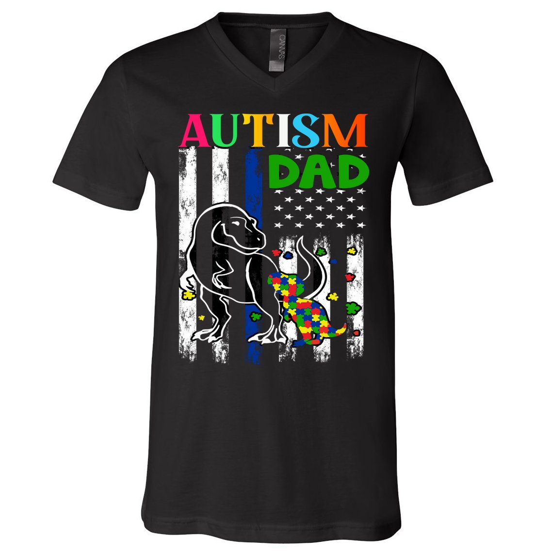 Autism Dad V-Neck T-Shirt