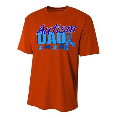 Autism Dad Awareness Ribbon Performance Sprint T-Shirt