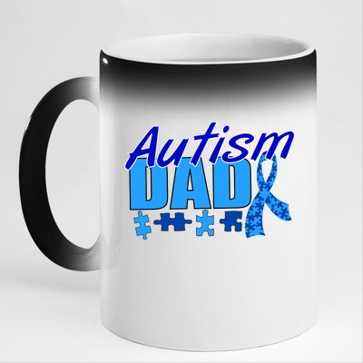 Autism Dad Awareness Ribbon 11oz Black Color Changing Mug