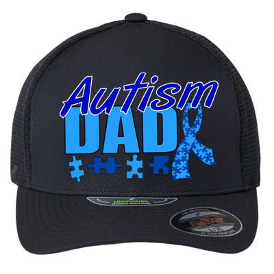 Autism Dad Awareness Ribbon Flexfit Unipanel Trucker Cap