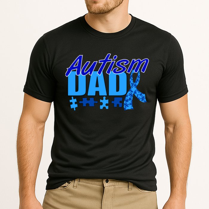 Autism Dad Awareness Ribbon Cooling Performance Crew T-Shirt