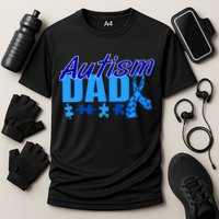 Autism Dad Awareness Ribbon Cooling Performance Crew T-Shirt