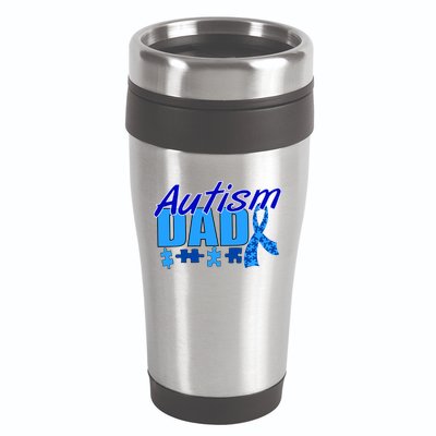 Autism Dad Awareness Ribbon 16oz Travel Tumbler