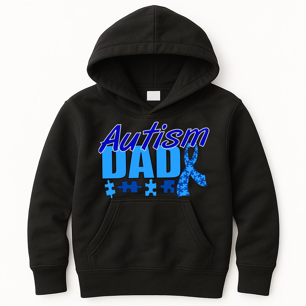 Autism Dad Awareness Ribbon Kids Hoodie