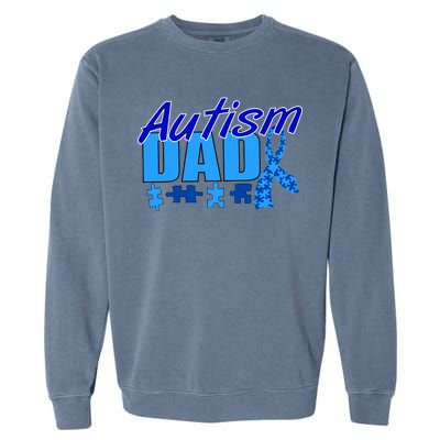 Autism Dad Awareness Ribbon Garment-Dyed Sweatshirt