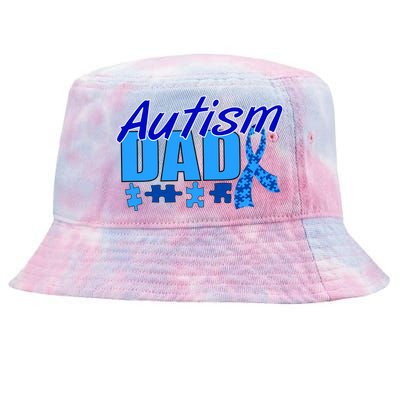 Autism Dad Awareness Ribbon Tie-Dyed Bucket Hat