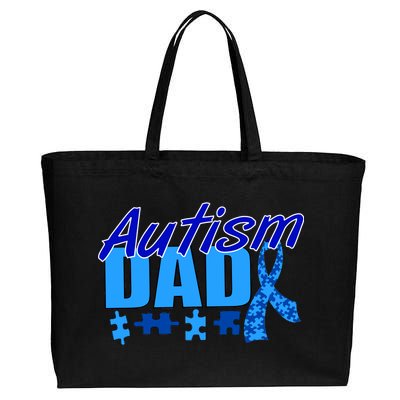 Autism Dad Awareness Ribbon Cotton Canvas Jumbo Tote