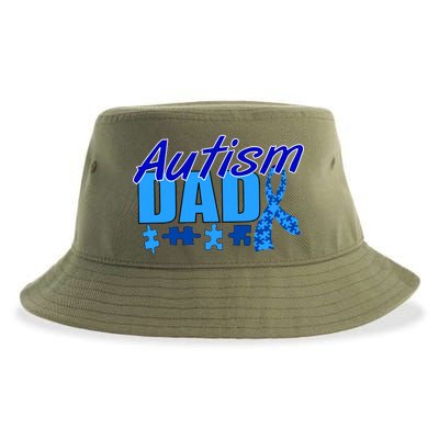 Autism Dad Awareness Ribbon Sustainable Bucket Hat