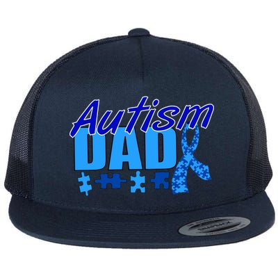 Autism Dad Awareness Ribbon Flat Bill Trucker Hat