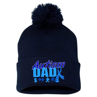 Autism Dad Awareness Ribbon Pom Pom 12in Knit Beanie