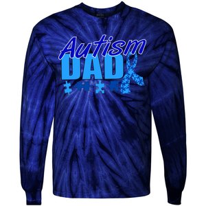 Autism Dad Awareness Ribbon Tie-Dye Long Sleeve Shirt