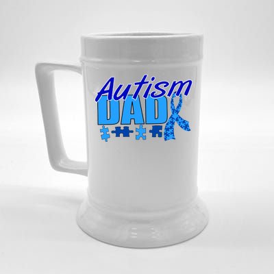 Autism Dad Awareness Ribbon Beer Stein