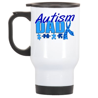 Autism Dad Awareness Ribbon Stainless Steel Travel Mug