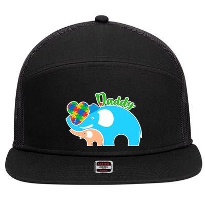 Autism Daddy Cute Elephant 7 Panel Mesh Trucker Snapback Hat