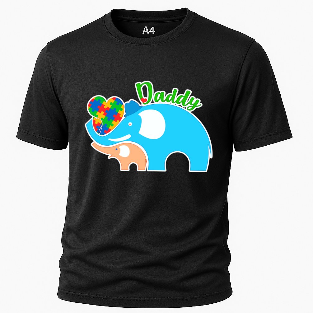 Autism Daddy Cute Elephant Cooling Performance Crew T-Shirt