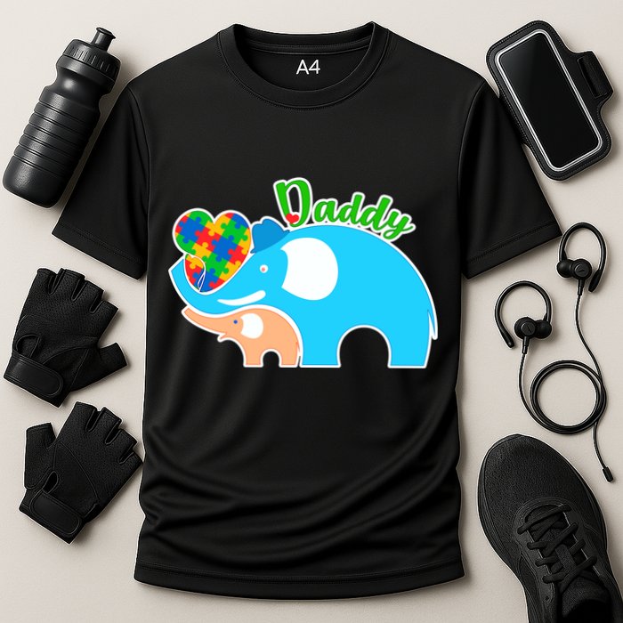 Autism Daddy Cute Elephant Cooling Performance Crew T-Shirt