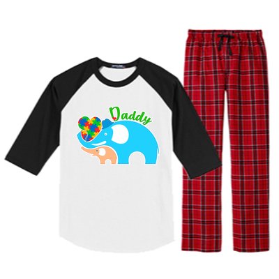 Autism Daddy Cute Elephant Raglan Sleeve Pajama Set