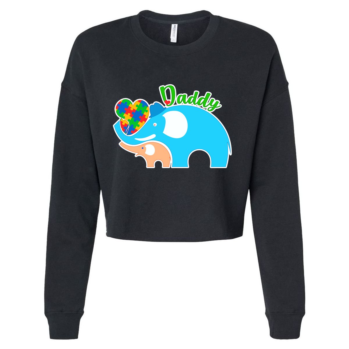 Autism Daddy Cute Elephant Cropped Pullover Crew