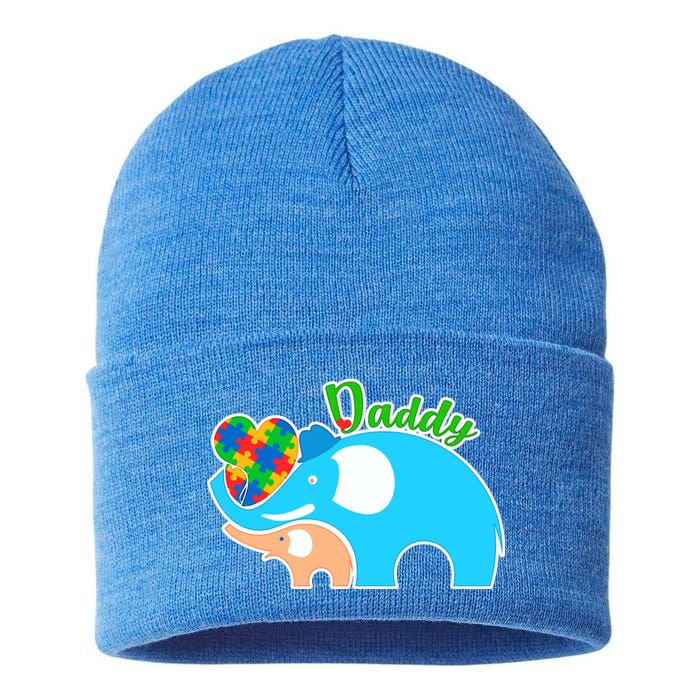 Autism Daddy Cute Elephant Sustainable Knit Beanie