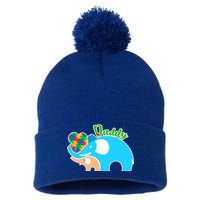 Autism Daddy Cute Elephant Pom Pom 12in Knit Beanie