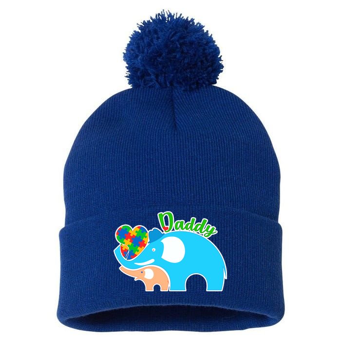 Autism Daddy Cute Elephant Pom Pom 12in Knit Beanie