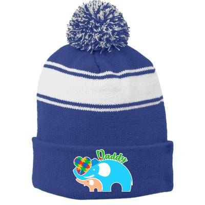 Autism Daddy Cute Elephant Stripe Pom Pom Beanie