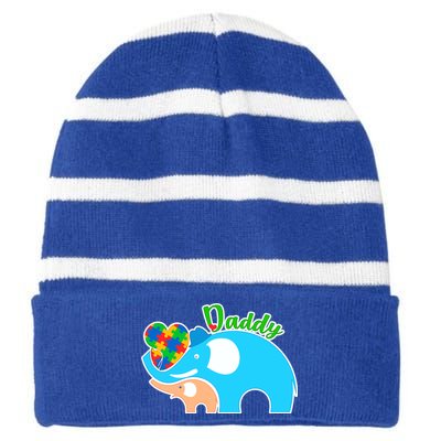 Autism Daddy Cute Elephant Striped Beanie with Solid Band