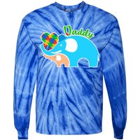 Autism Daddy Cute Elephant Tie-Dye Long Sleeve Shirt