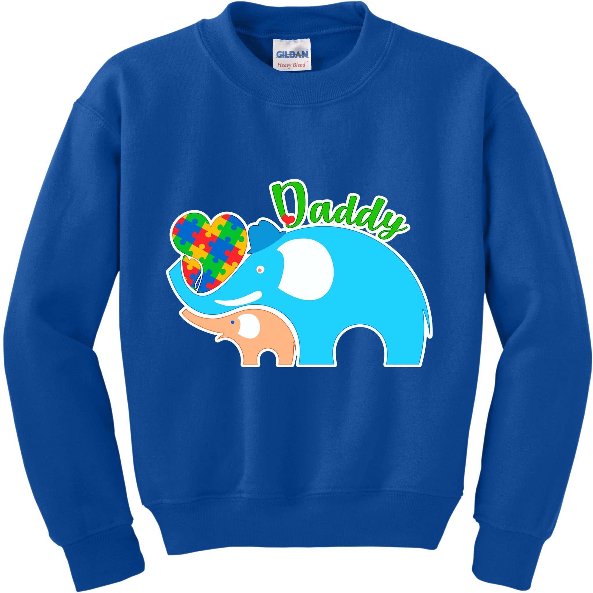 Autism Daddy Cute Elephant Kids Sweatshirt