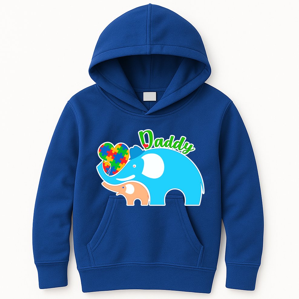 Autism Daddy Cute Elephant Kids Hoodie