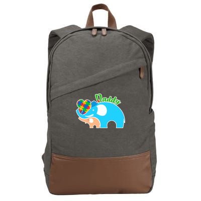 Autism Daddy Cute Elephant Cotton Canvas Backpack