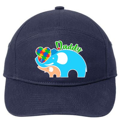 Autism Daddy Cute Elephant 7-Panel Snapback Hat