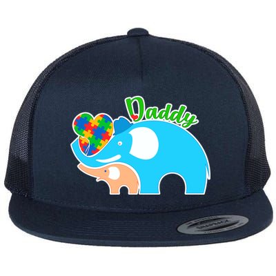 Autism Daddy Cute Elephant Flat Bill Trucker Hat